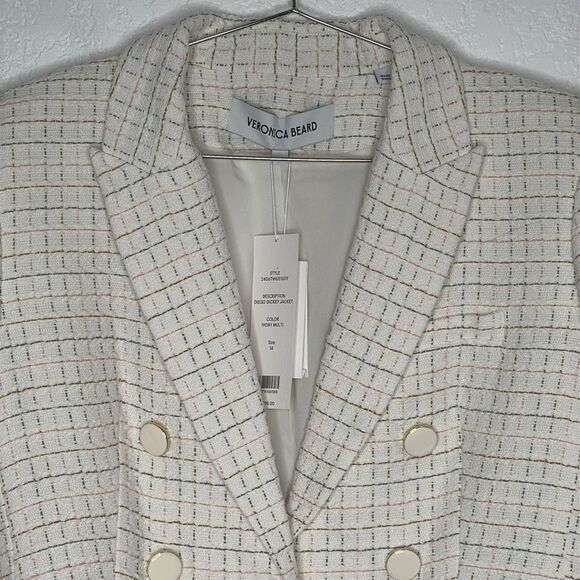 NWT Veronica Beard DIEGO DICKEY JACKET
COLOR IVORY MULTI Tweed Dickey Size 14 - Picture 4 of 16